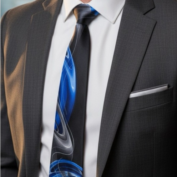 J. Garcia Black and Blue Artistic Tie - Picture 1 of 8